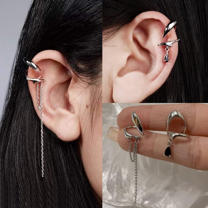 Coolkin 35 PCS Gold Silver Adjustable Ear Cuffs Earrings for Women Non-Piercing Cartilage Clip on Earrings Wrap Ear Jewelry Set,Punk Snake Butterfly Claw Stud Earrings for Women Gift - Image 5